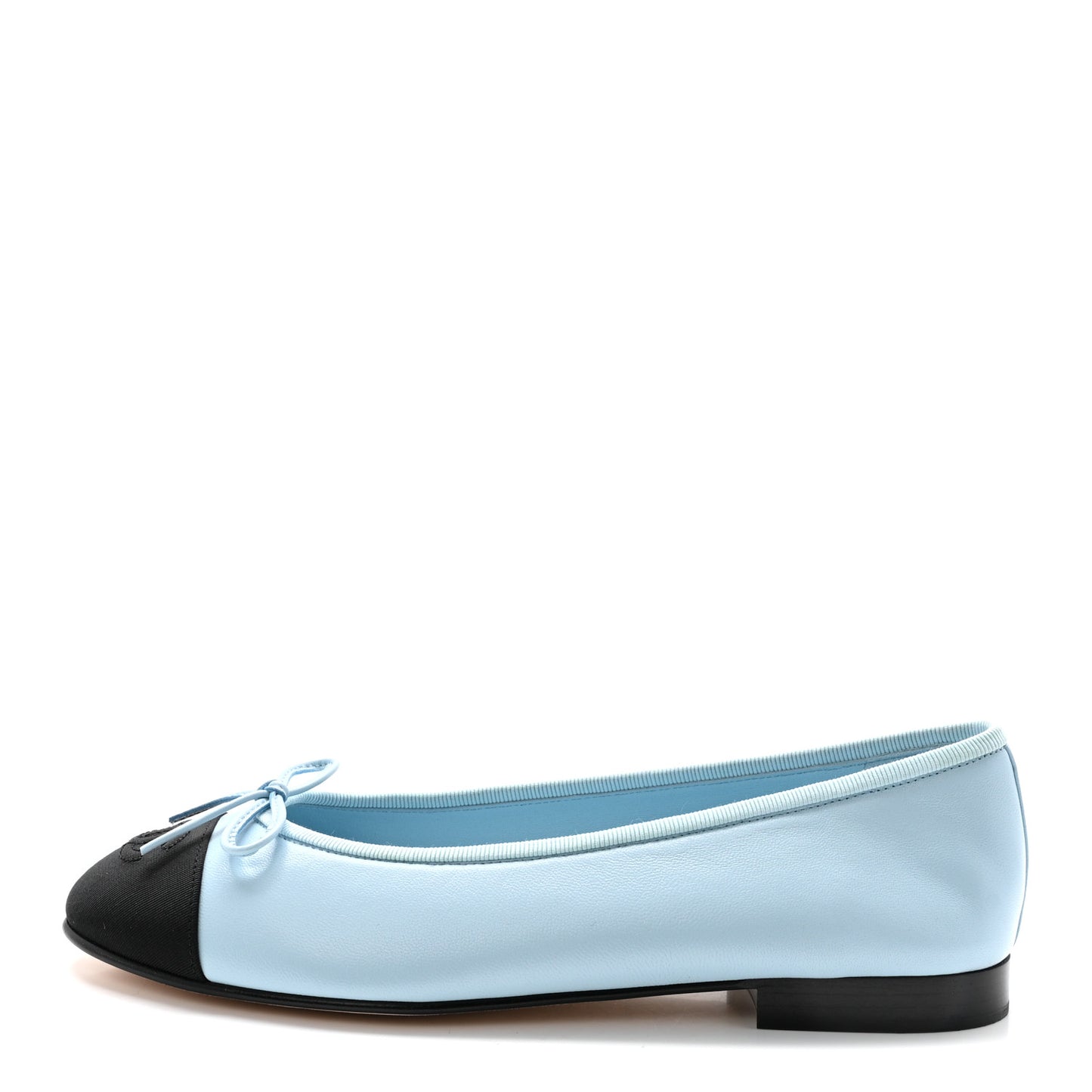 Lambskin Cap Toe CC Ballerina Flats 37.5 Light Blue Black
