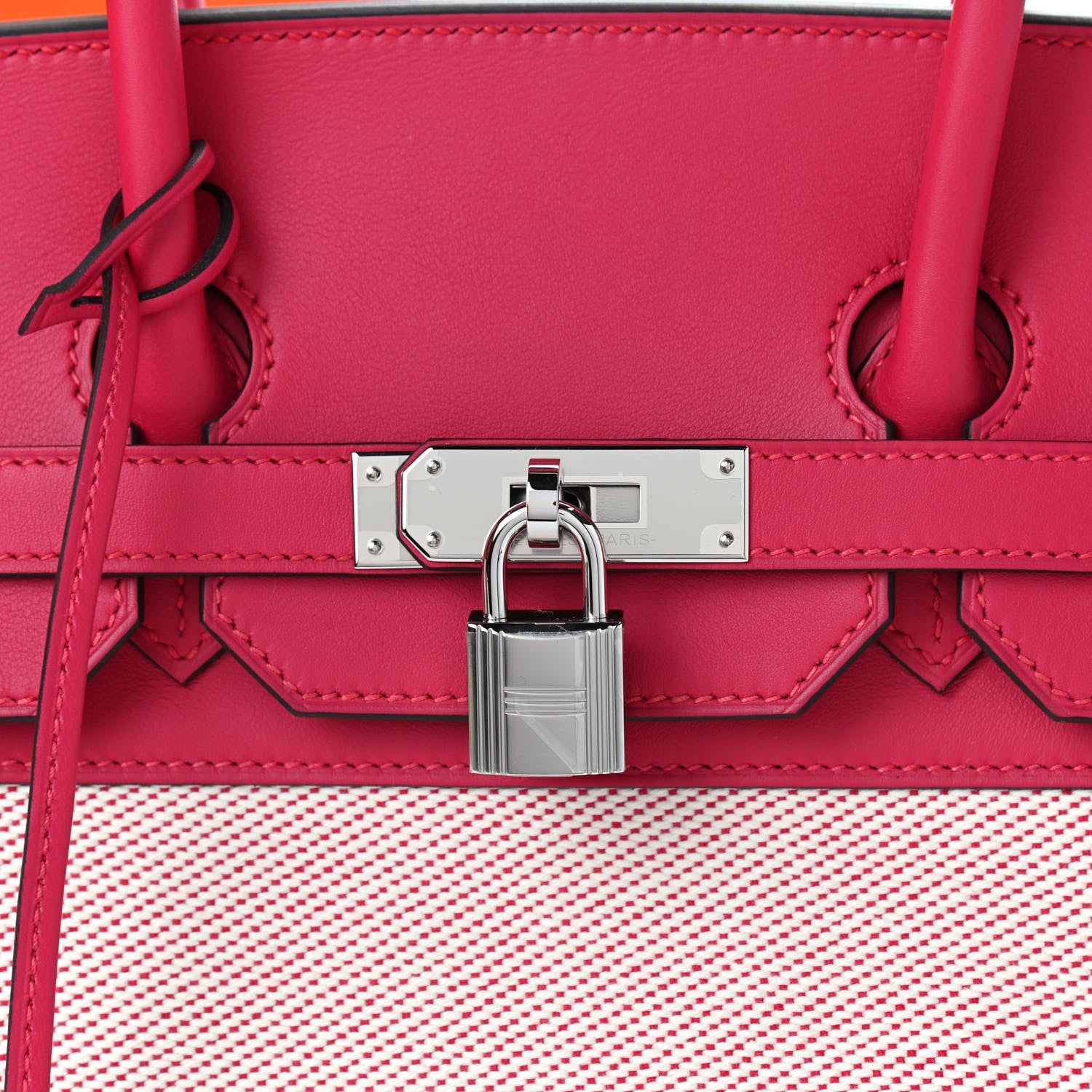 Hermes Swift Twill H Fray Fray Birkin 35 Framboise Ecru 10 of 11