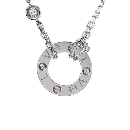 Cartier 18K White Gold 2 Diamond LOVE Necklace 4 of 8