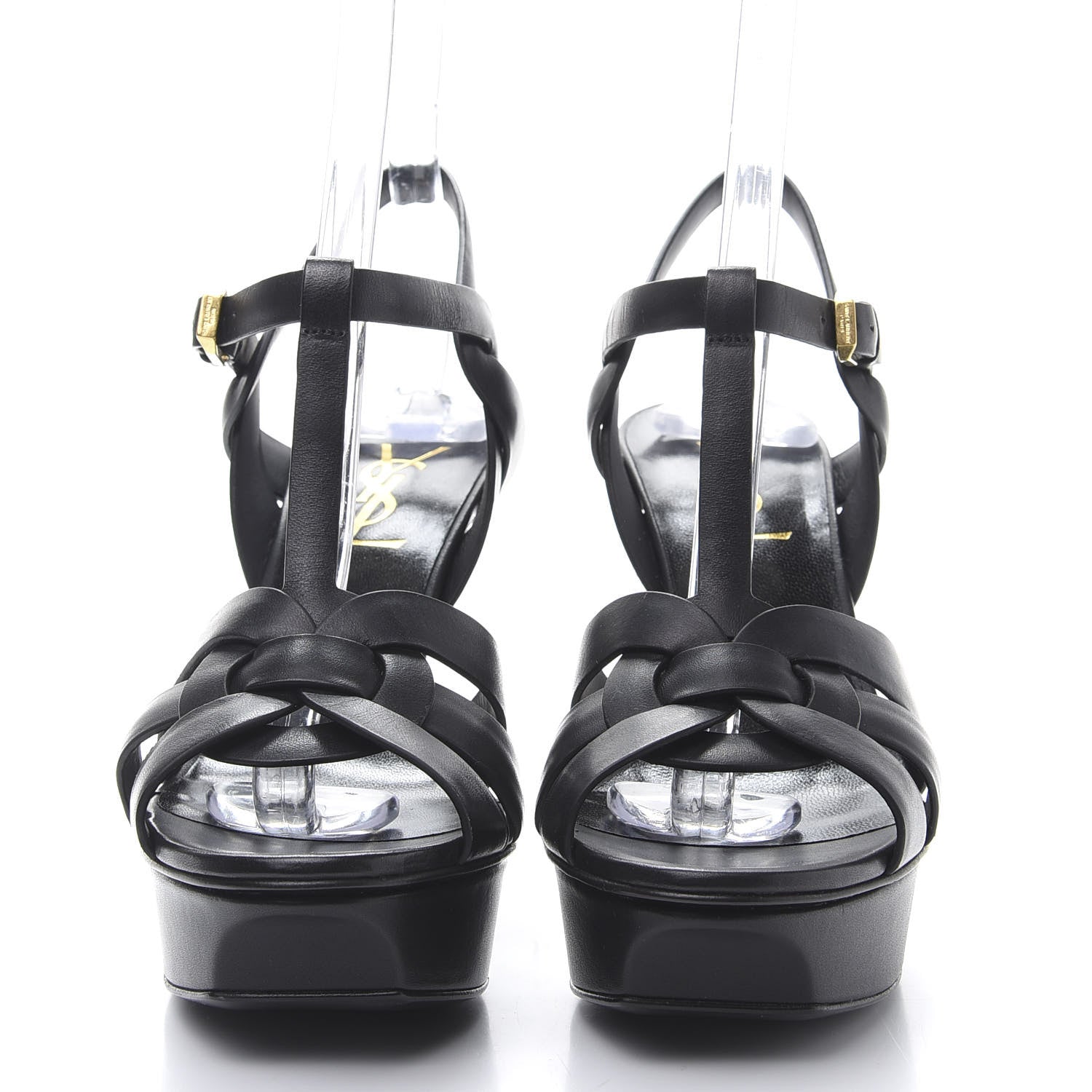 Saint Laurent Calfskin Tribute 75 Platform Sandals 36.5 Black 2 of 9