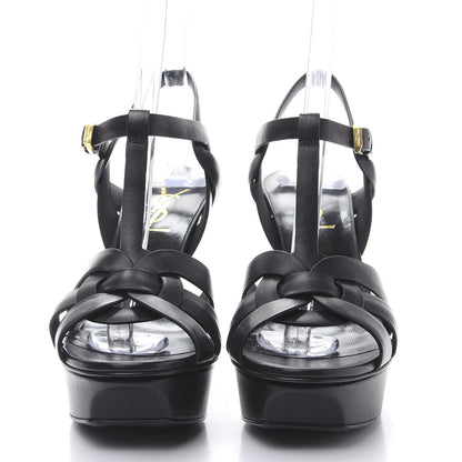 Saint Laurent Calfskin Tribute 75 Platform Sandals 36.5 Black 2 of 9