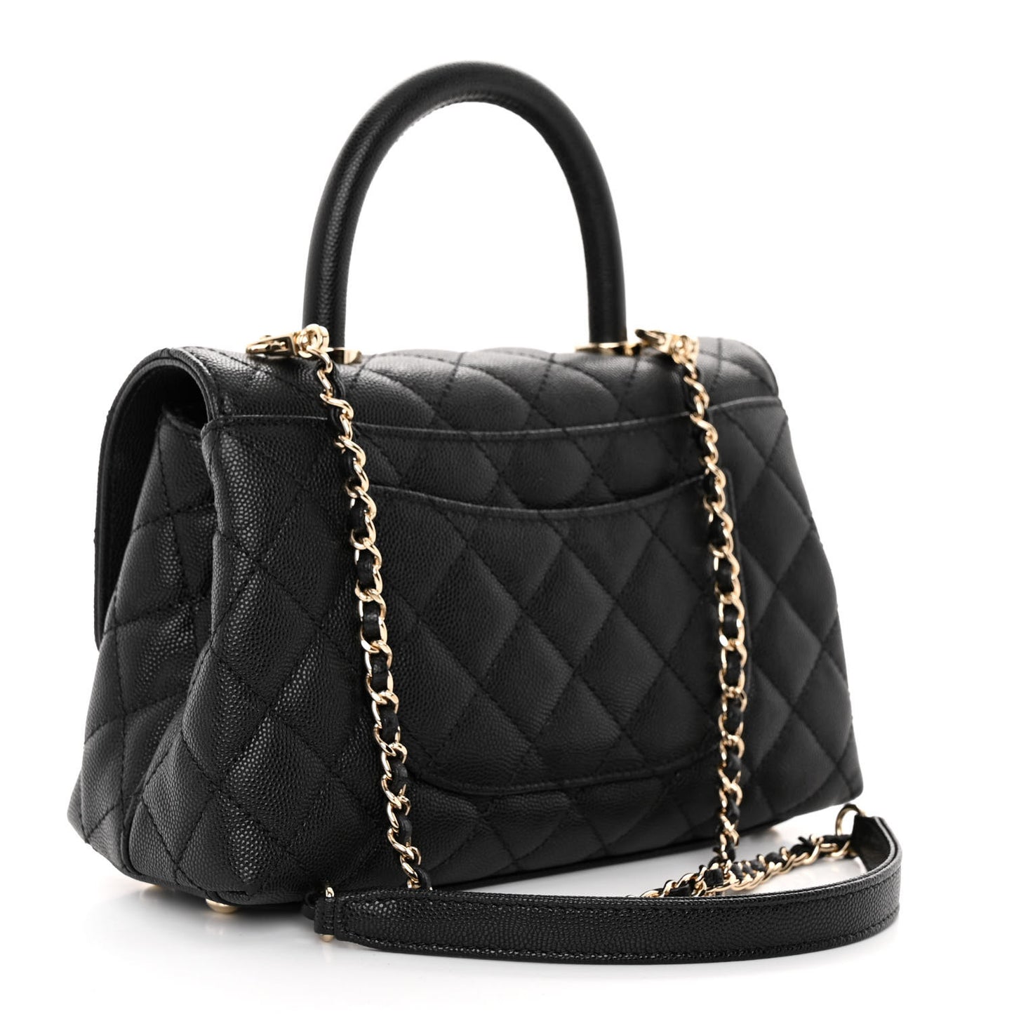 Caviar Quilted Mini Coco Handle Flap Black