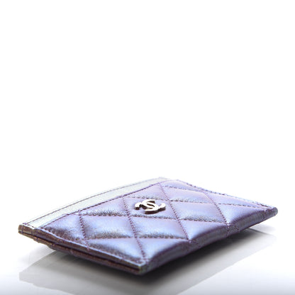 Chanel Iridescent Lambskin Quilted Card Holder Purple 4 of 7