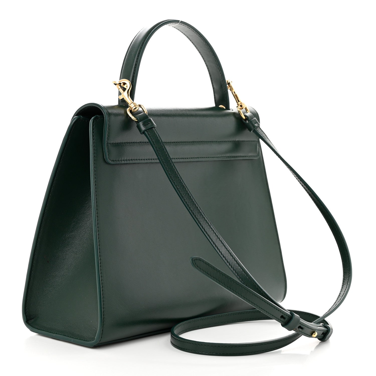Salvatore Ferragamo Calfskin Thalia Flap Top Handle Satchel Dark Green 3 of 11