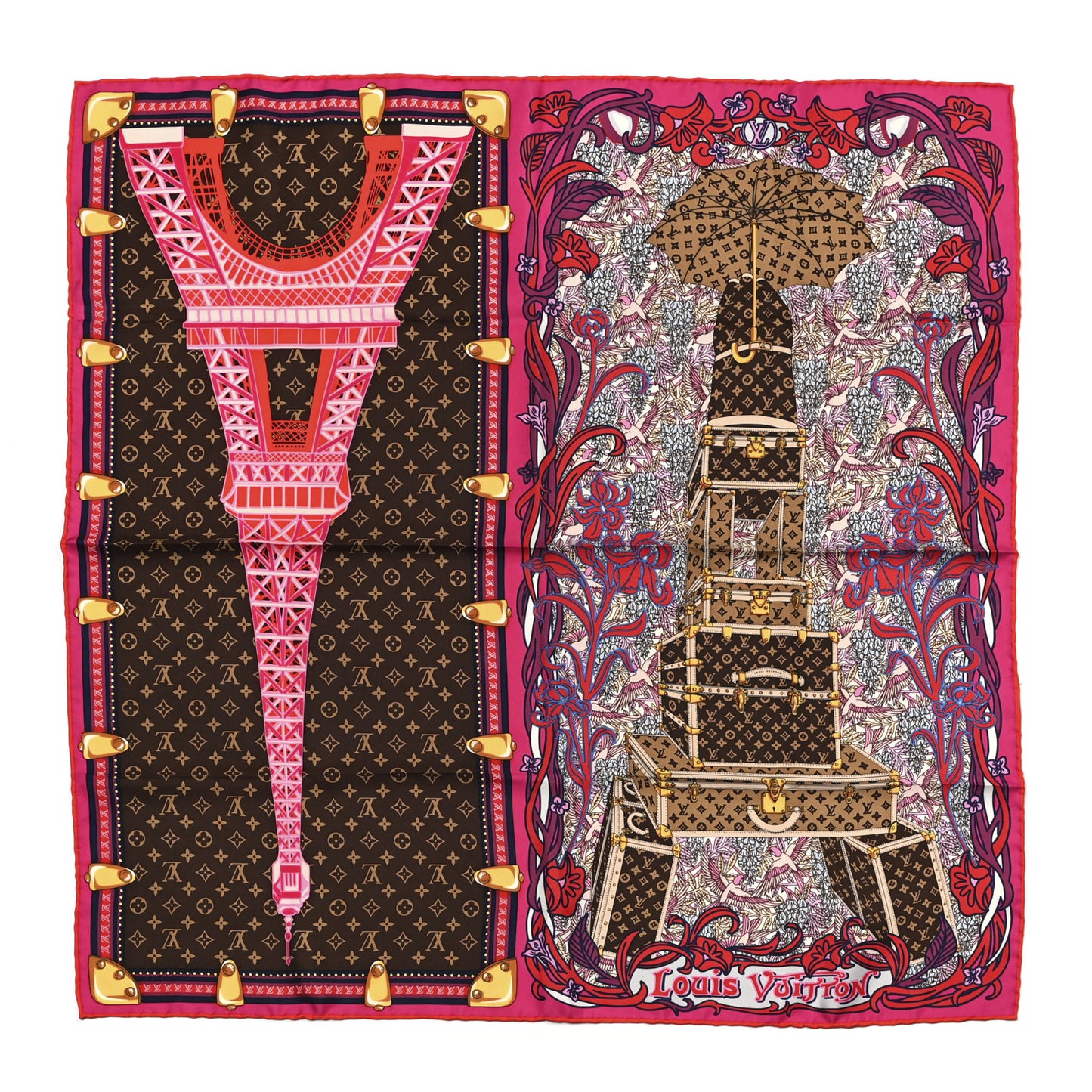 Silk Louis A Paris Square Scarf Fuchsia