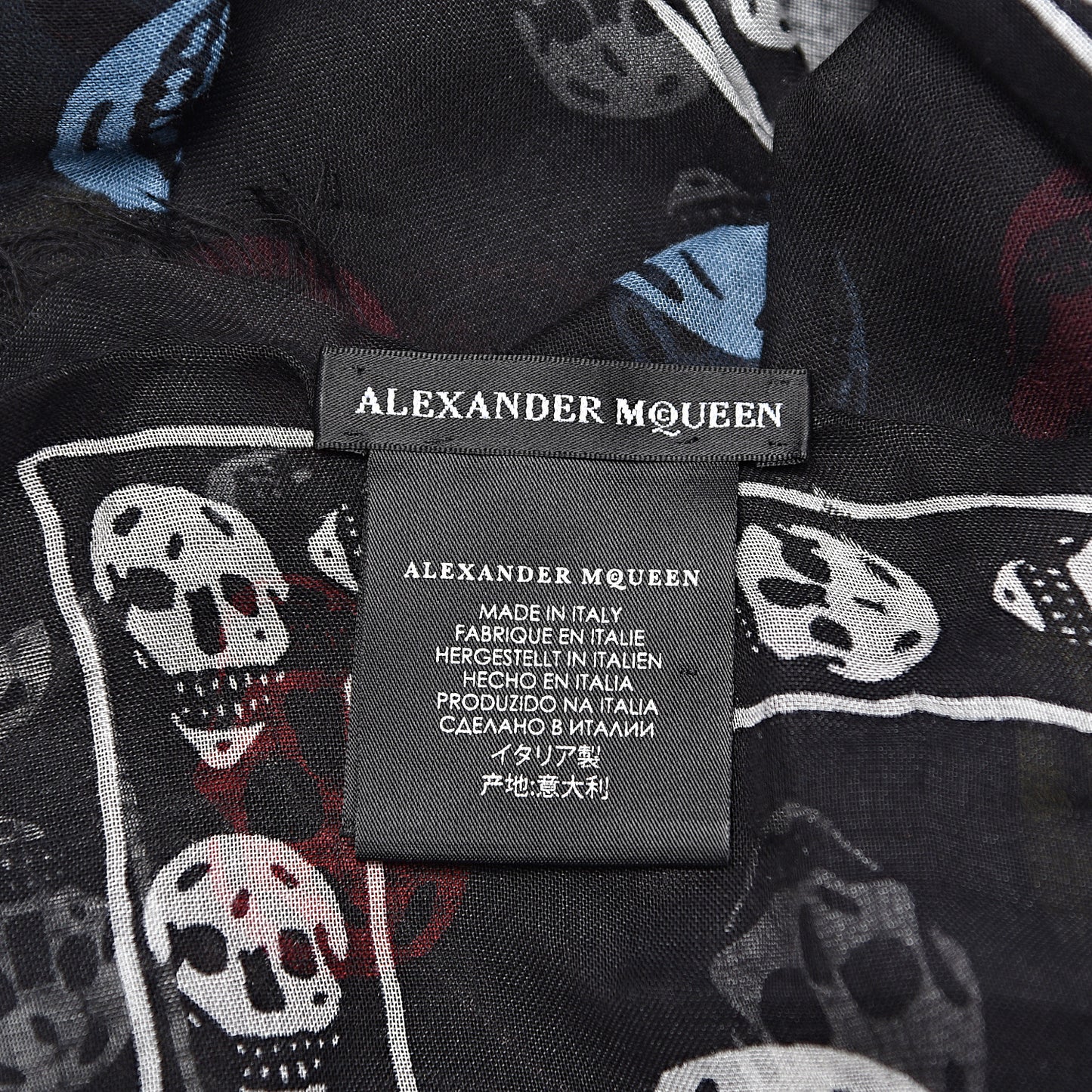 Silk Chiffon Skull Scarf Black Multicolor