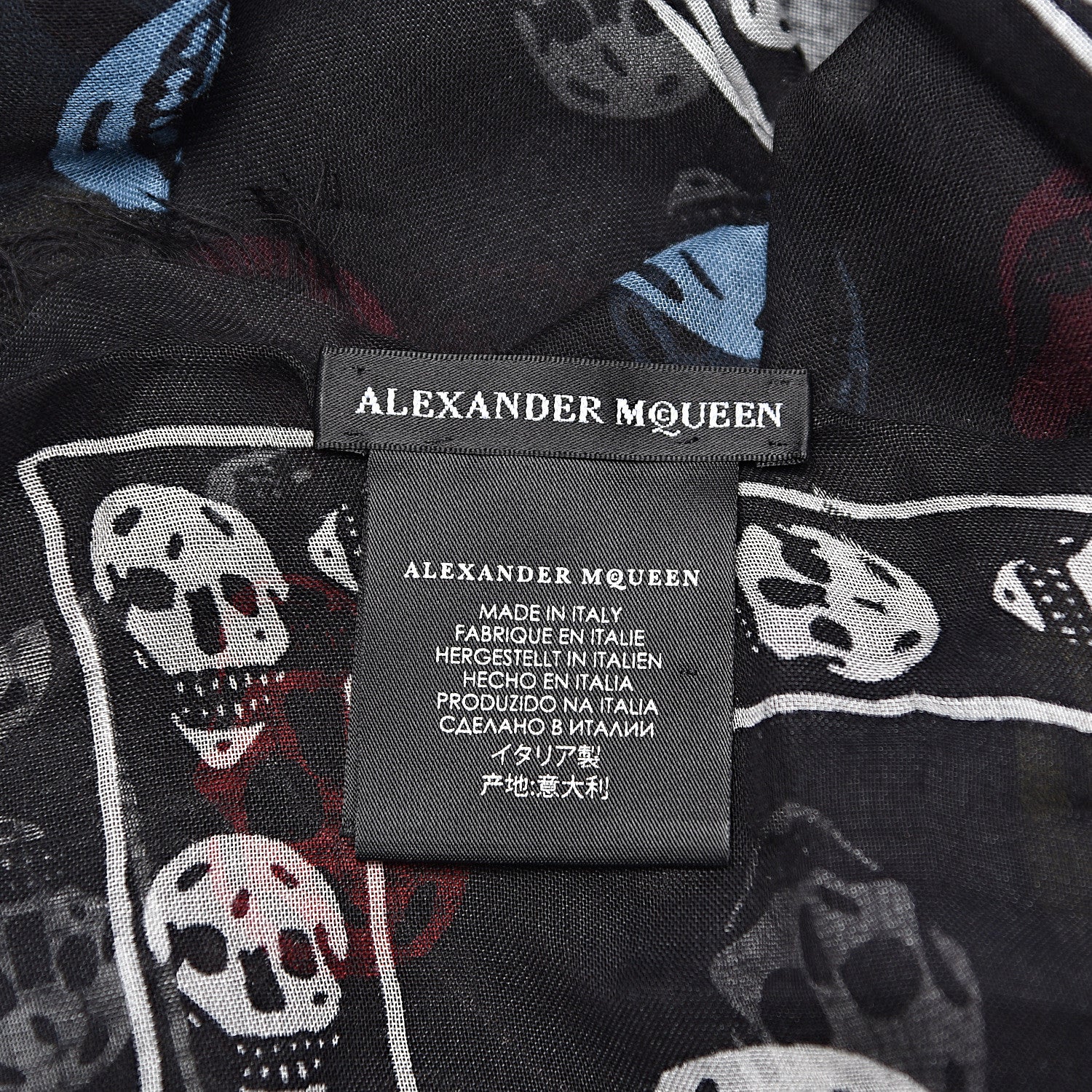 Alexander McQueen Silk Chiffon Skull Scarf Black Multicolor 3 of 4