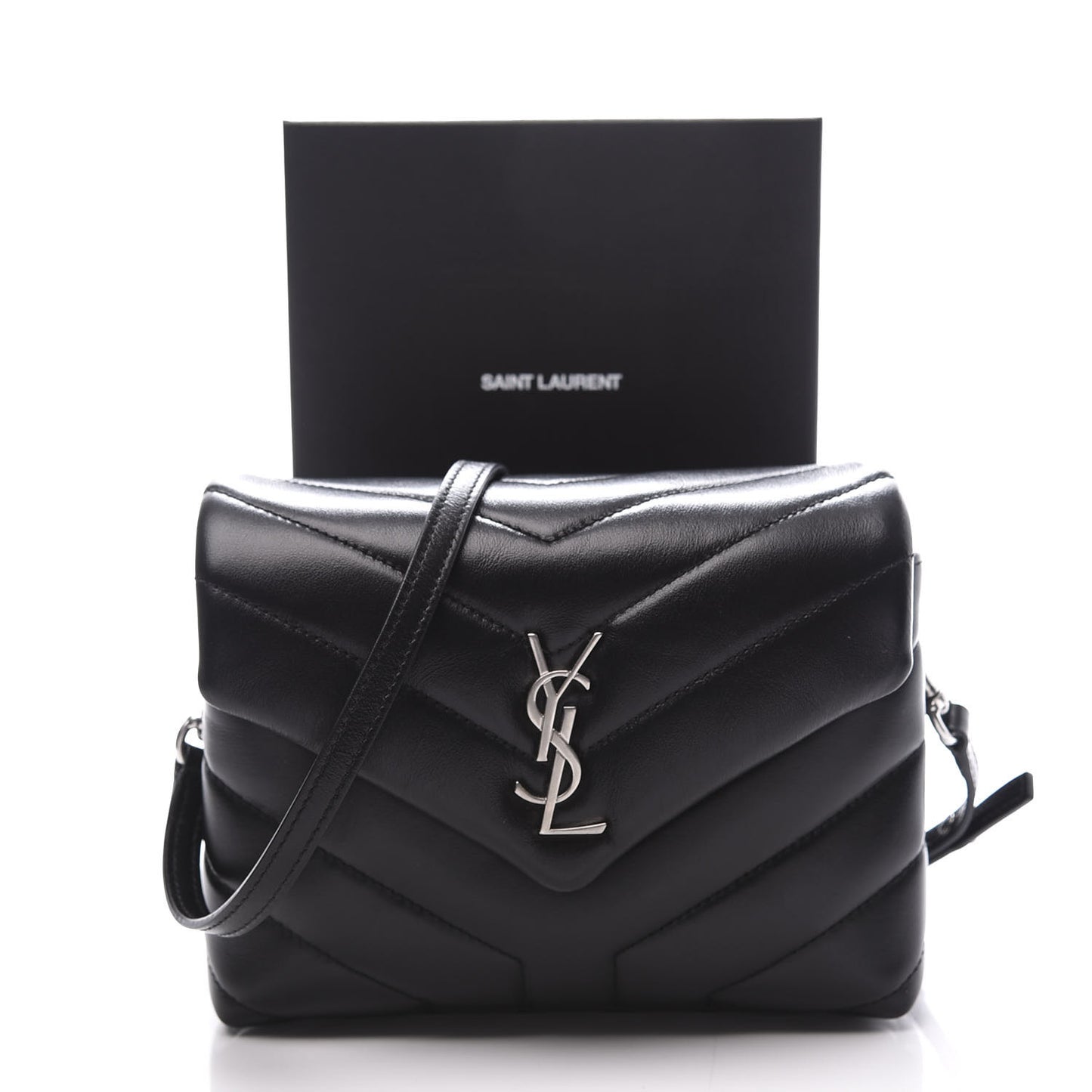 Calfskin Y Quilted Monogram Toy Loulou Crossbody Bag Black
