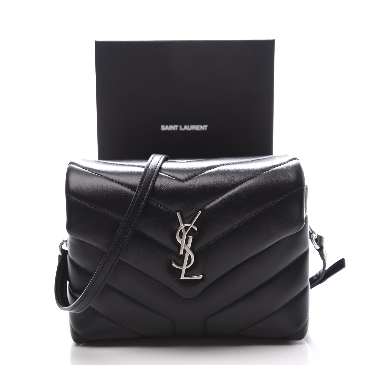 Saint Laurent Calfskin Y Quilted Monogram Toy Loulou Crossbody Bag Black 11 of 11