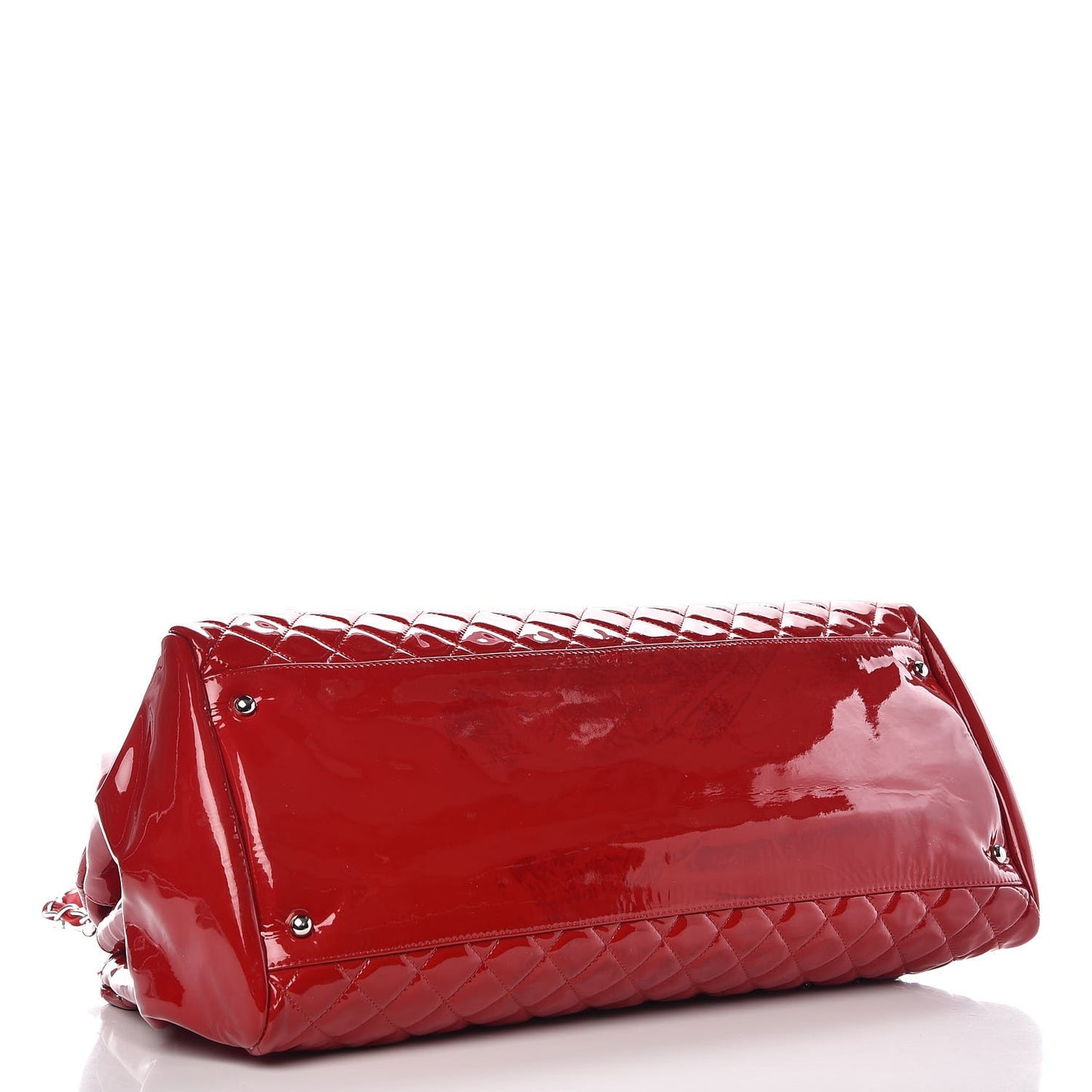Patent Quilted Maxi Just Mademoiselle Bowling Bag Red