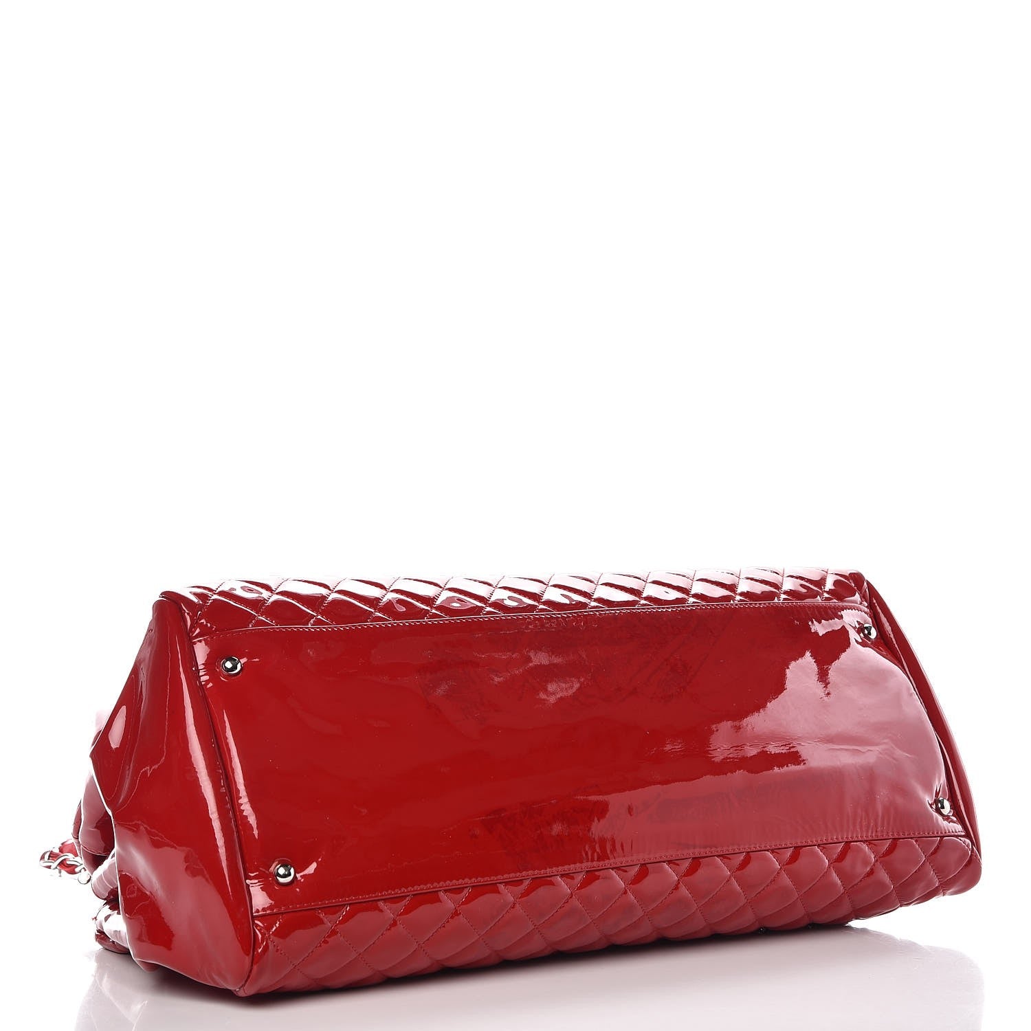 Chanel Patent Quilted Maxi Just Mademoiselle Bowling Bag Red 4 of 11