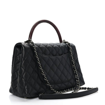 Chanel Caviar Lizard Embossed Quilted Small Coco Handle Flap Black 3 of 9