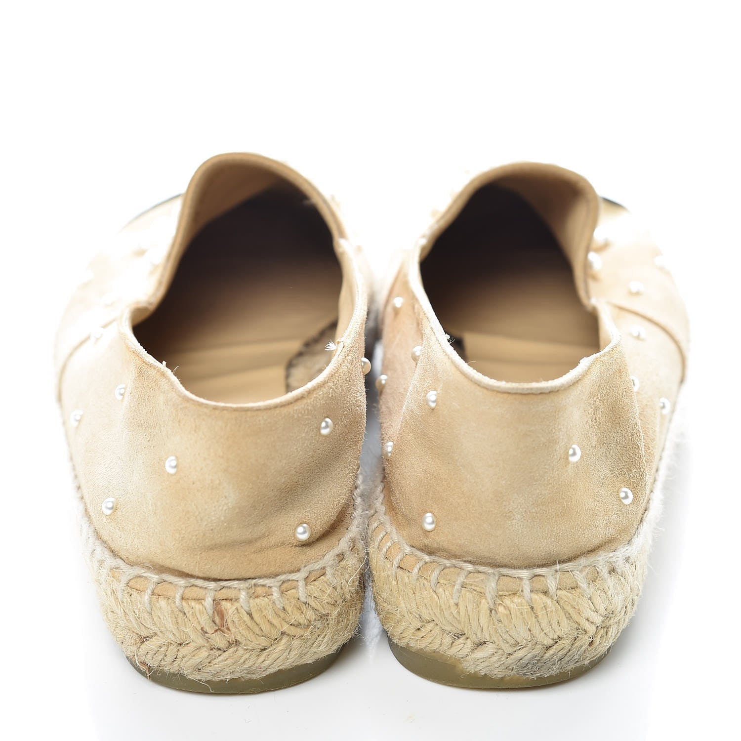 Chanel Suede Pearl CC Espadrilles 38 Beige Black 18 of 20