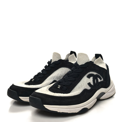 Chanel Fabric Suede Calfskin CC Sneakers 39 Grey Black 3 of 6