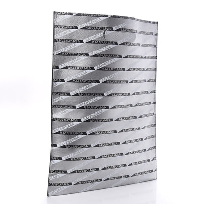 Balenciaga Metallic Calfskin Losange Monogram Plastic Bag Shopper S Silver Black White 4 of 10