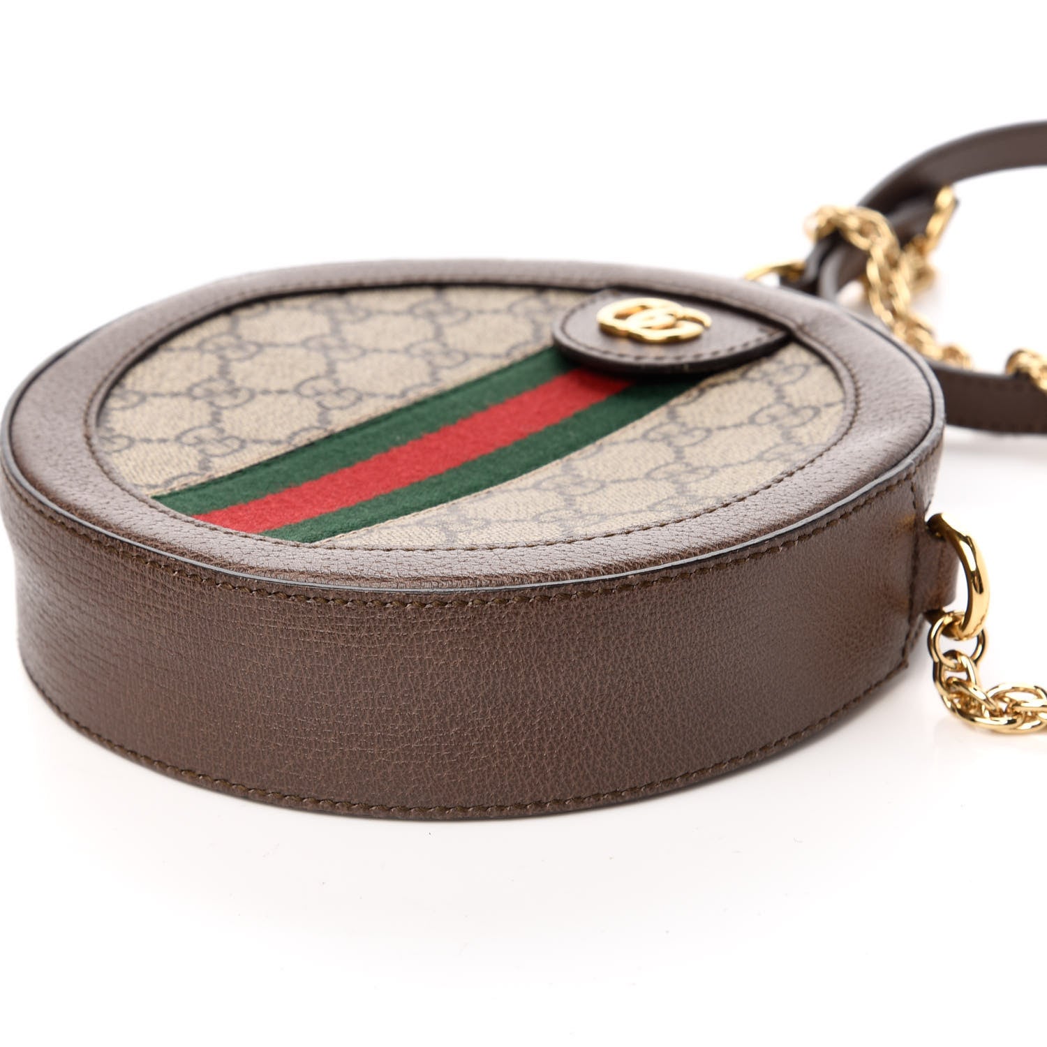 Gucci GG Supreme Monogram Web Mini Ophidia Round Shoulder Bag Brown 9 of 9