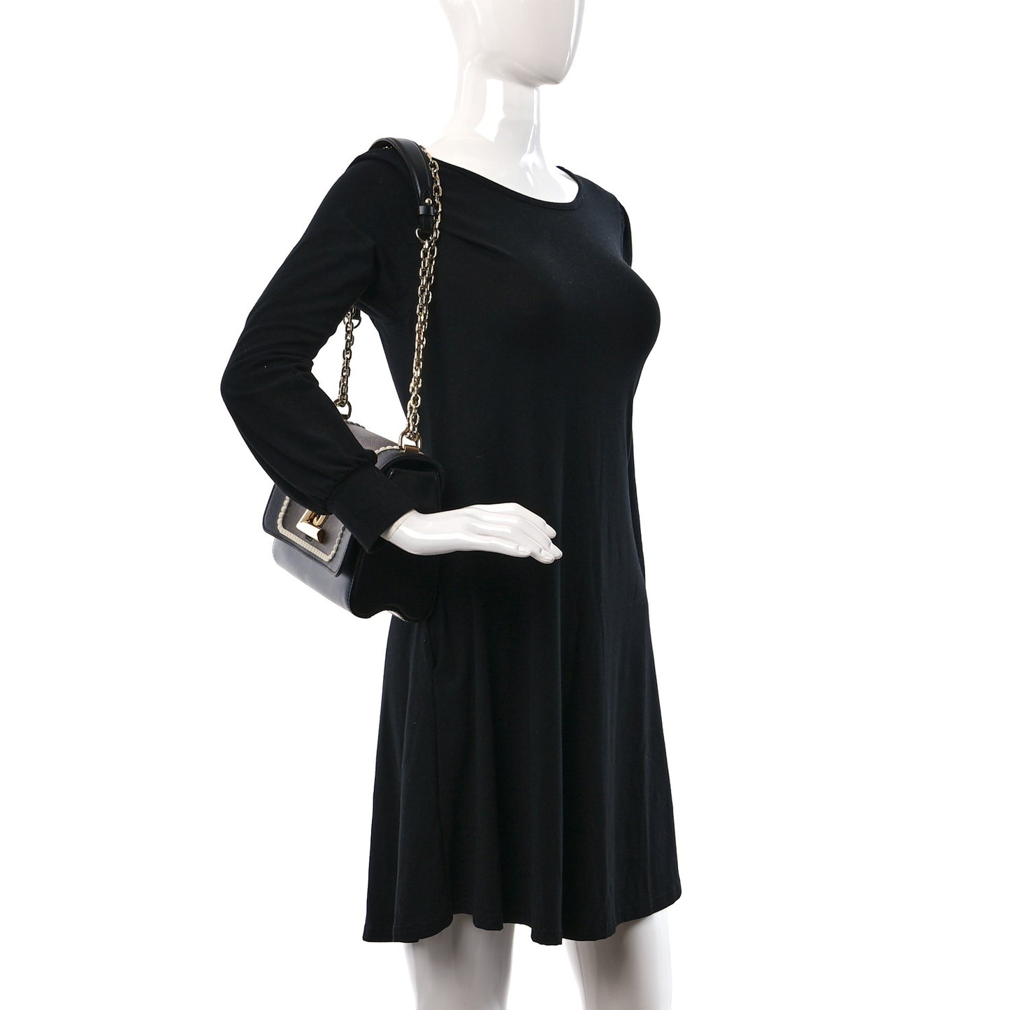Calfskin Monogram Braided Twist Shoulder Bag MM Black