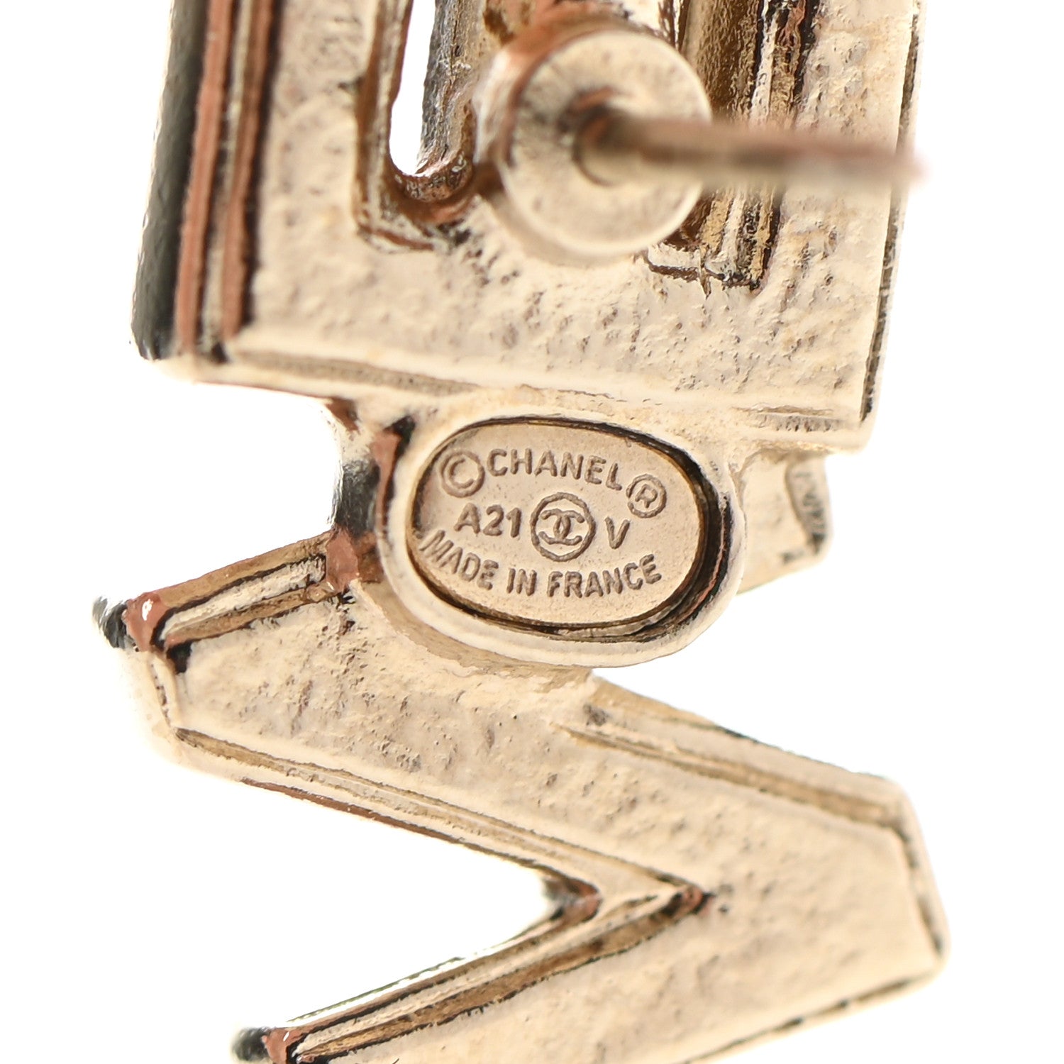 Chanel Crystal Pearl Signature Stud Earrings Gold 4 of 5