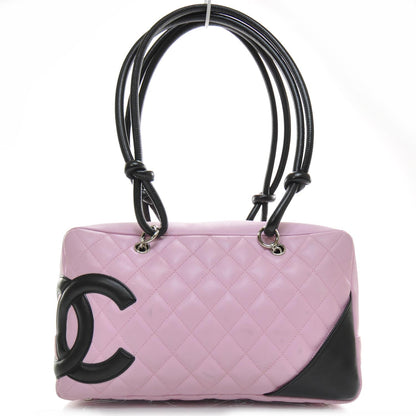 Chanel Calfskin Quilted Large Cambon Bowler Pink Black 1 of 10
