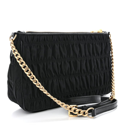 Prada Tessuto Nylon Gaufre Shoulder Bag Black 3 of 11