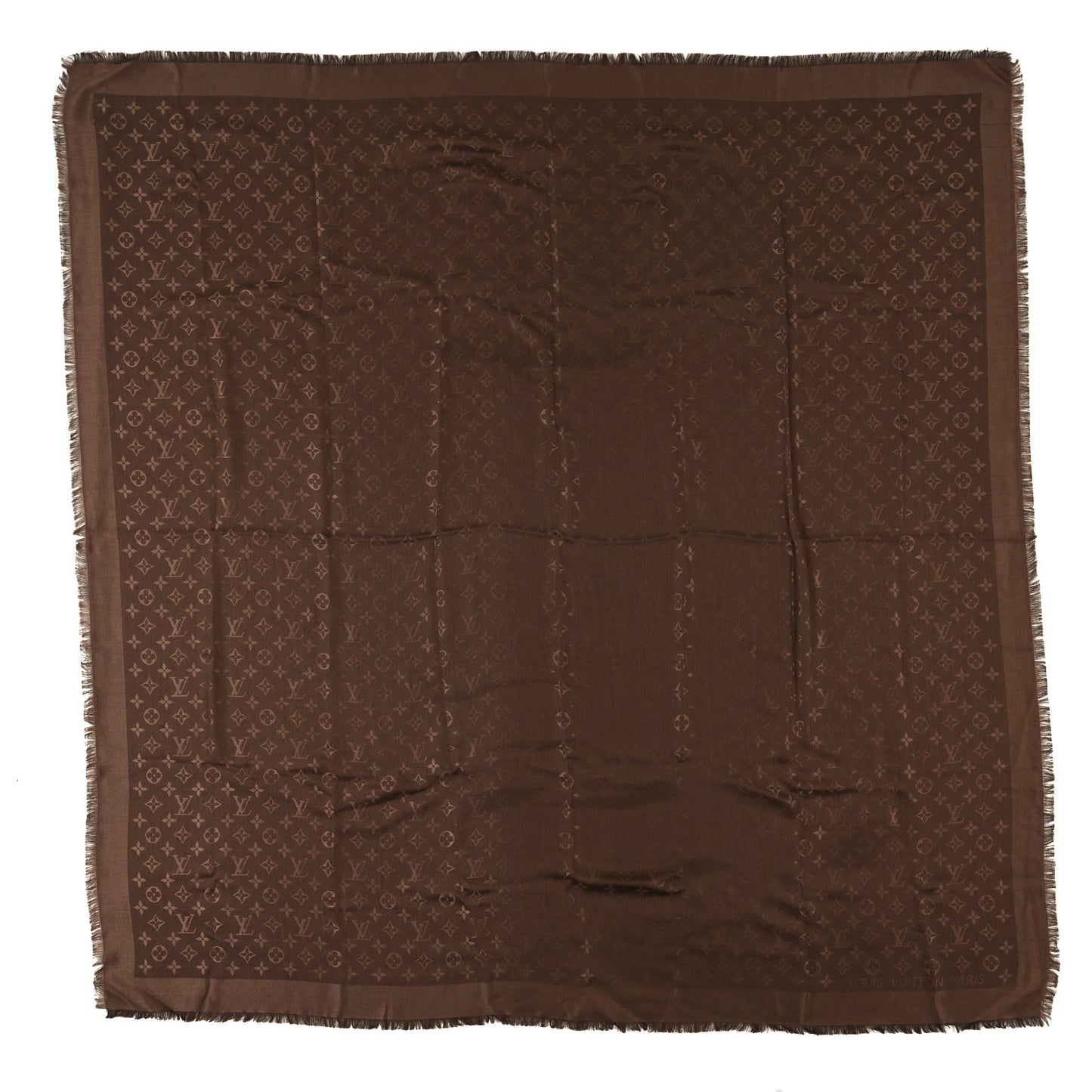 Silk Lurex Wool Monogram Shine Shawl Brown