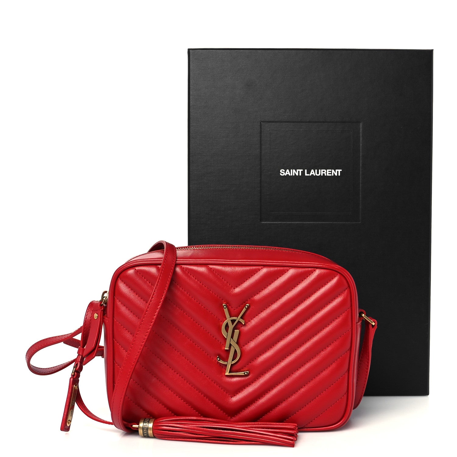 Saint Laurent Calfskin Matelasse Monogram Lou Camera Bag Rouge Eros 11 of 11