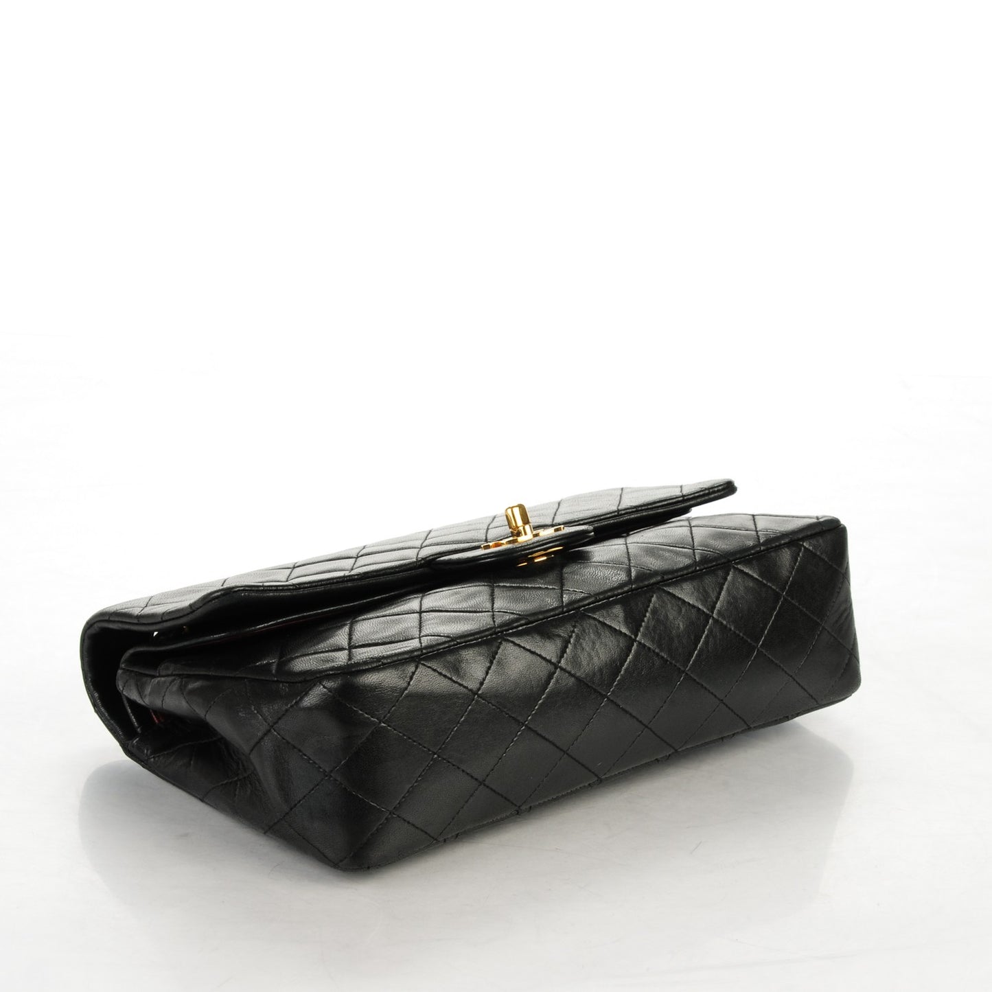 Lambskin Quilted Medium Double Flap Black