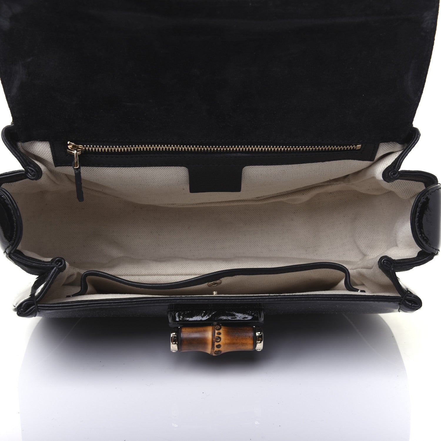 Gucci Patent Medium New Bamboo Top Handle Bag Black 5 of 15
