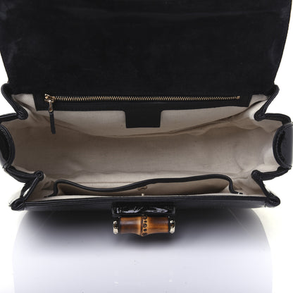 Gucci Patent Medium New Bamboo Top Handle Bag Black 5 of 15