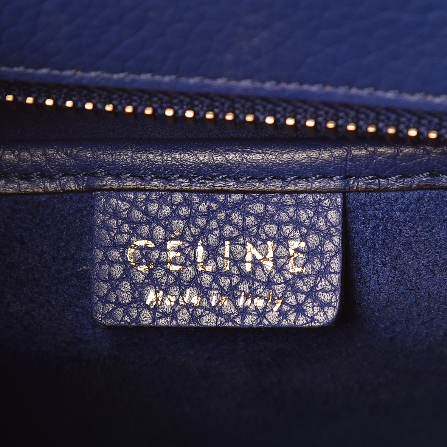 Celine Drummed Calfskin Nano Luggage Indigo 6 of 6