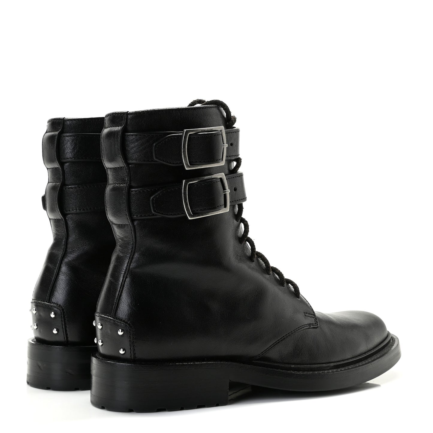 Kangaroo Calfskin Embossed Army 20 Strap Boots 36.5 Black