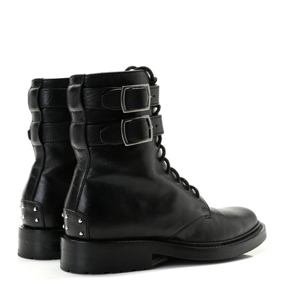 Saint Laurent Kangaroo Calfskin Embossed Army 20 Strap Boots 36.5 Black 5 of 9