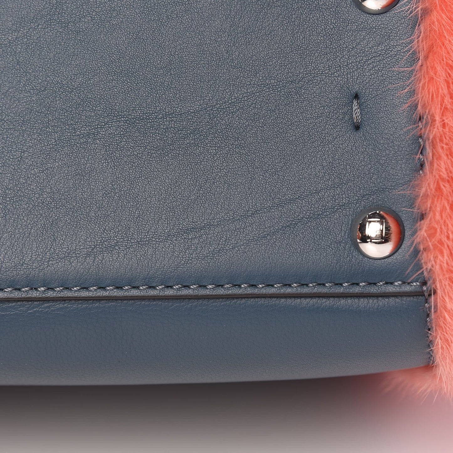 Vitello Dolce Mink Fur Mini Mini 3jours Tote Blue