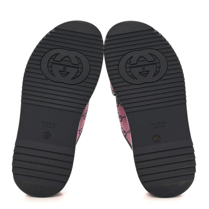 Gucci Monogram Multicolor Criss Cross Platform Slide Sandals 36.5 Pink Blue 6 of 9