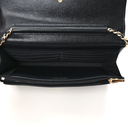 Chanel Shiny Caviar Enamel Quilted CC Wallet On Chain WOC Black 5 of 11