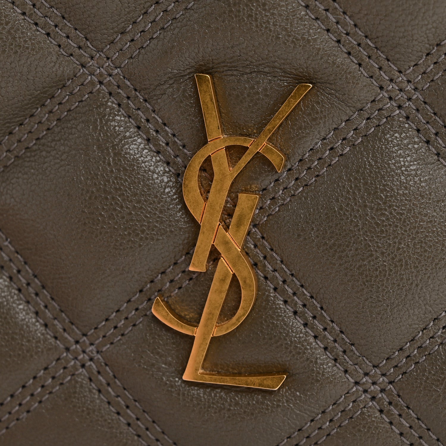 Saint Laurent Grained Lambskin Quilted Mini Becky Double Zip Bag Taupe 13 of 13