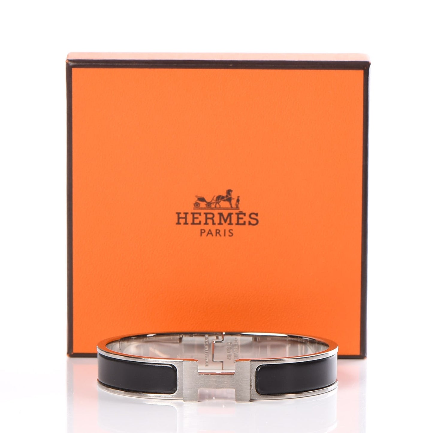 Matte Enamel Narrow Clic Clac HH Bracelet GM Black