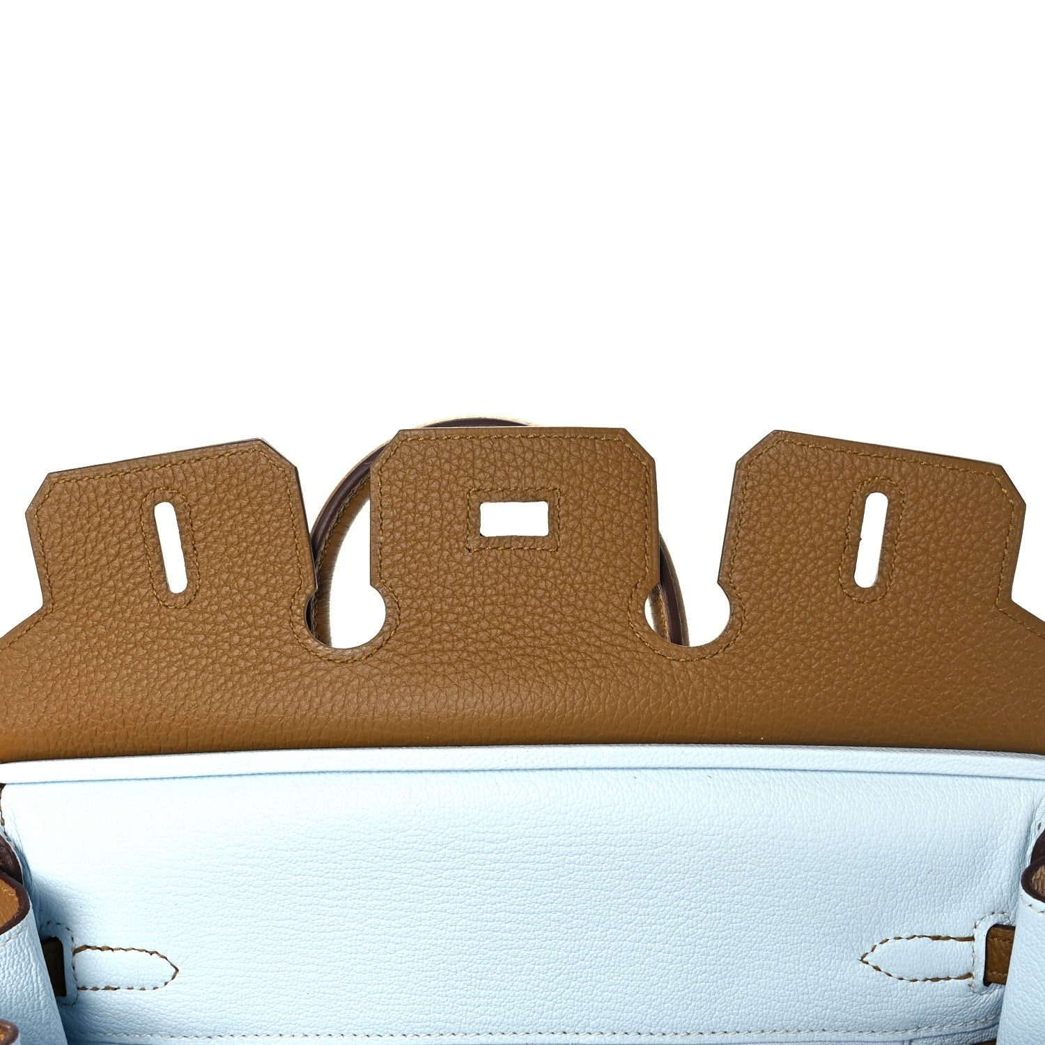 Hermes Togo Verso Birkin 25 Bronze Dore Bleu Brume 18 of 34