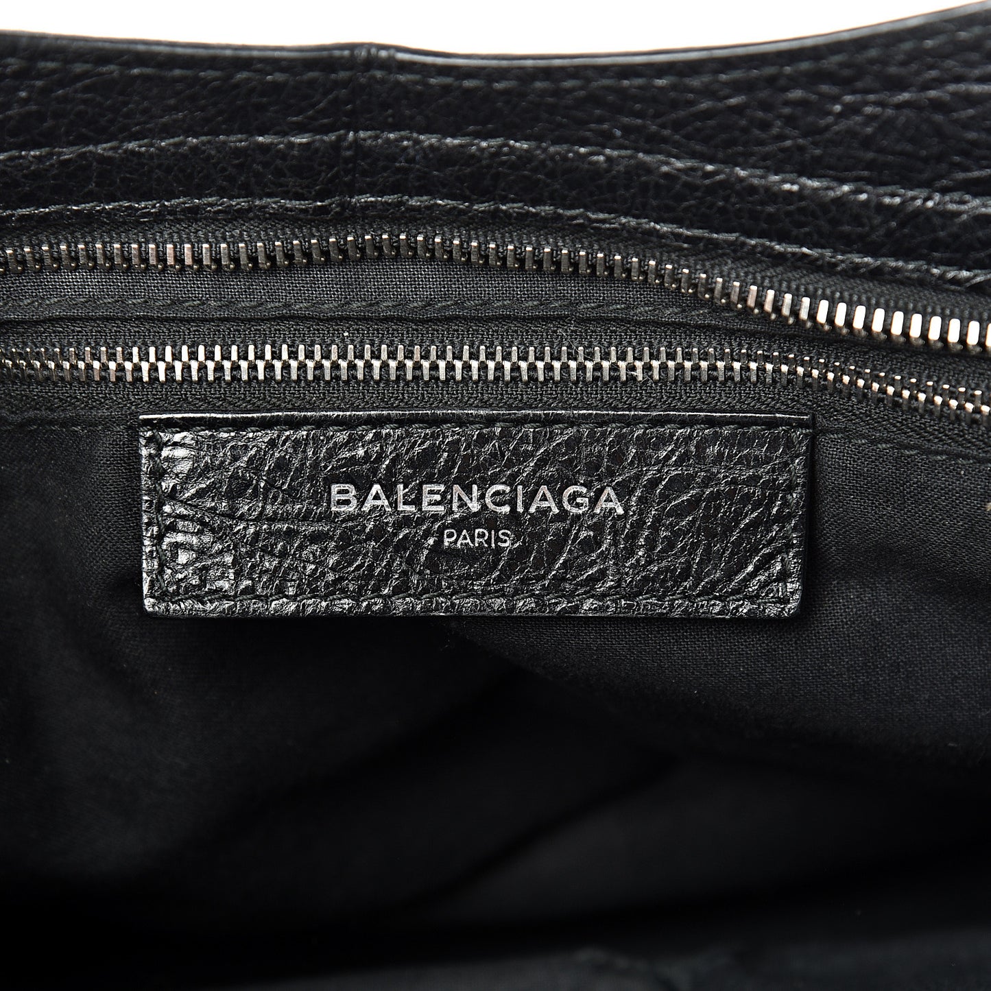 Agneau Classic Silver Hardware City Logo Strap Black White