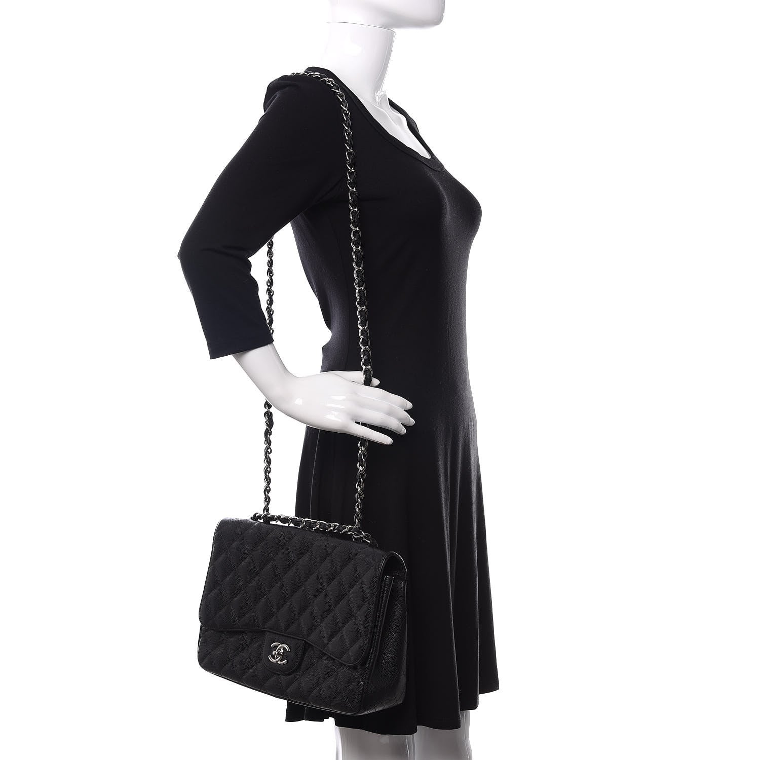 Chanel Caviar Quilted Jumbo Single Flap Black 2 of 12