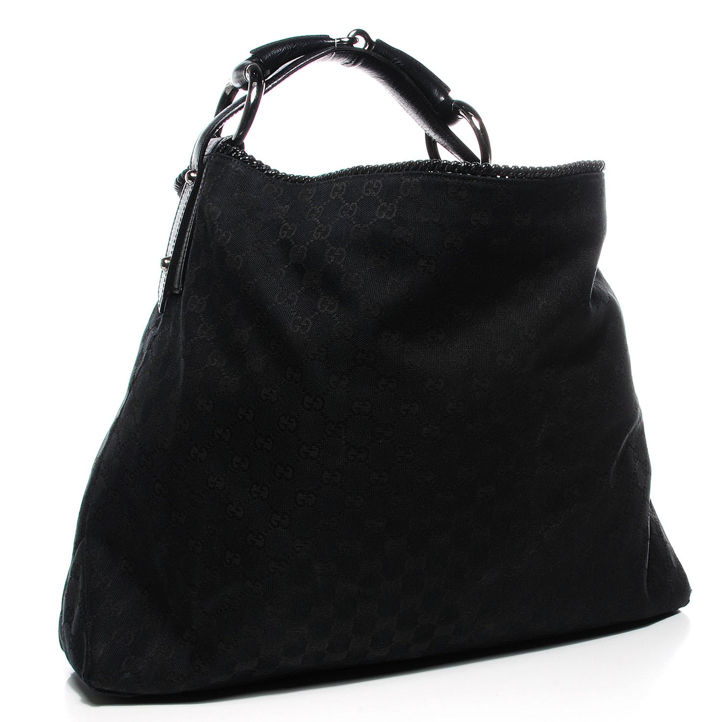 Monogram Large Horsebit Chain Hobo Black