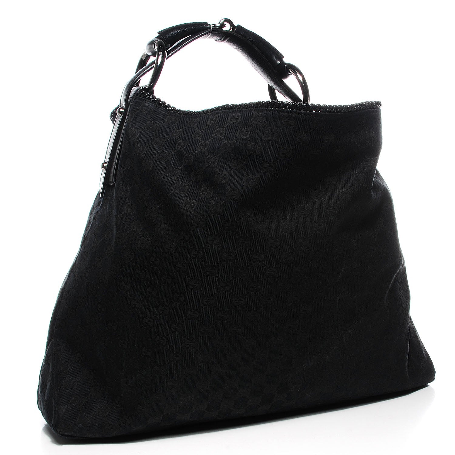 Gucci Monogram Large Horsebit Chain Hobo Black 3 of 9