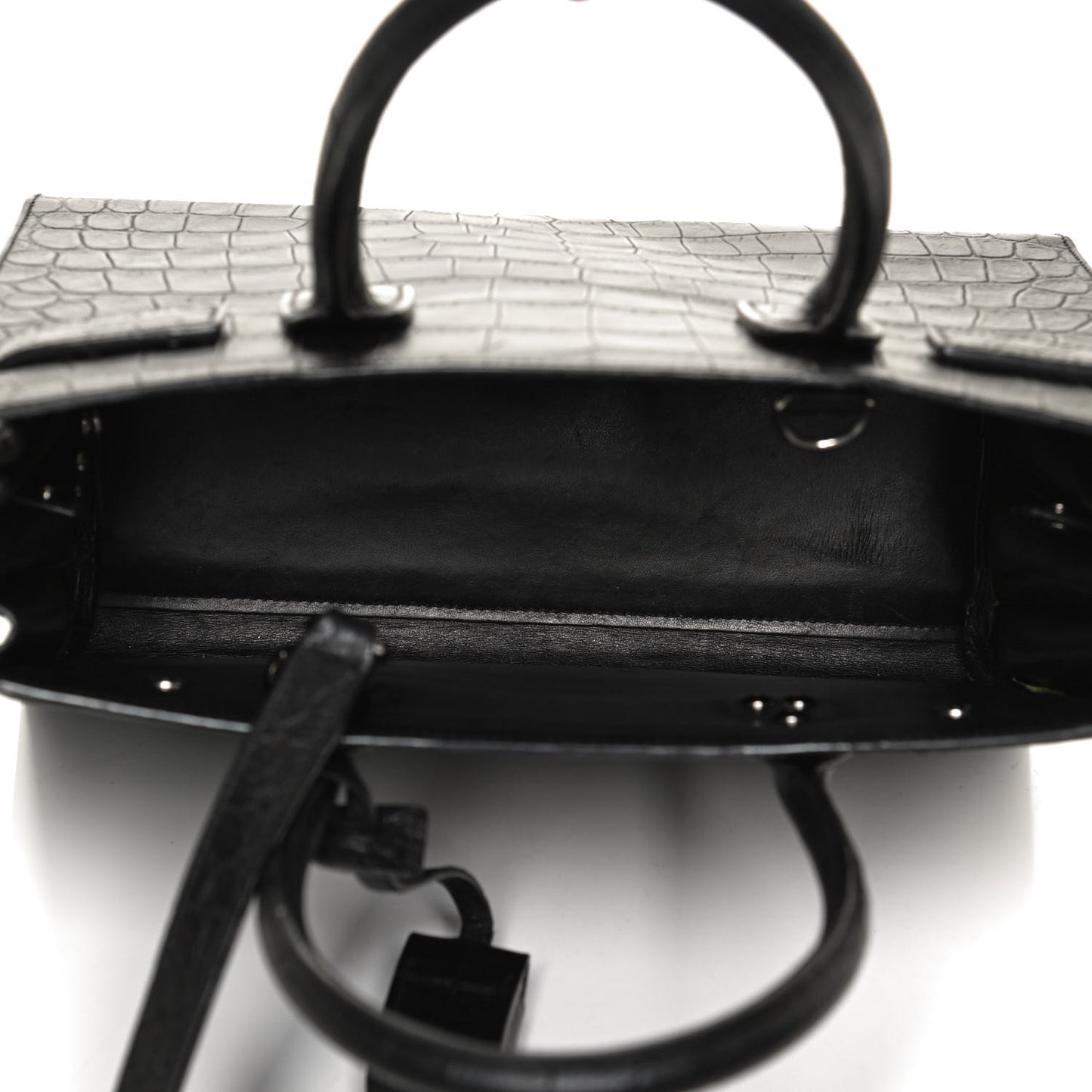 Calfskin Crocodile Embossed Baby Sac De Jour Black