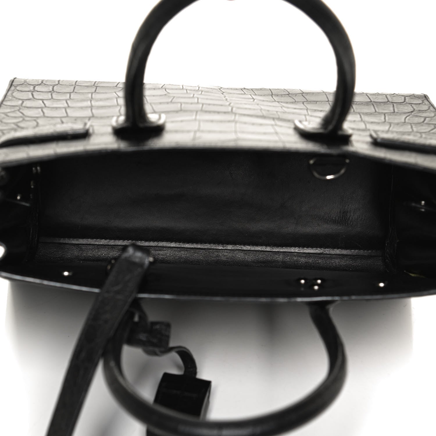 Saint Laurent Calfskin Crocodile Embossed Baby Sac De Jour Black 5 of 14