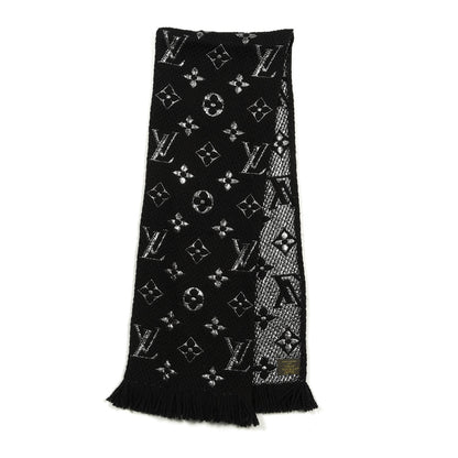 Louis Vuitton Wool Silk Logomania Shine Scarf Black 2 of 3