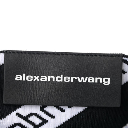 Alexander Wang Knit Jacquard Diagonal Logo Shopper Tote Black White 6 of 11