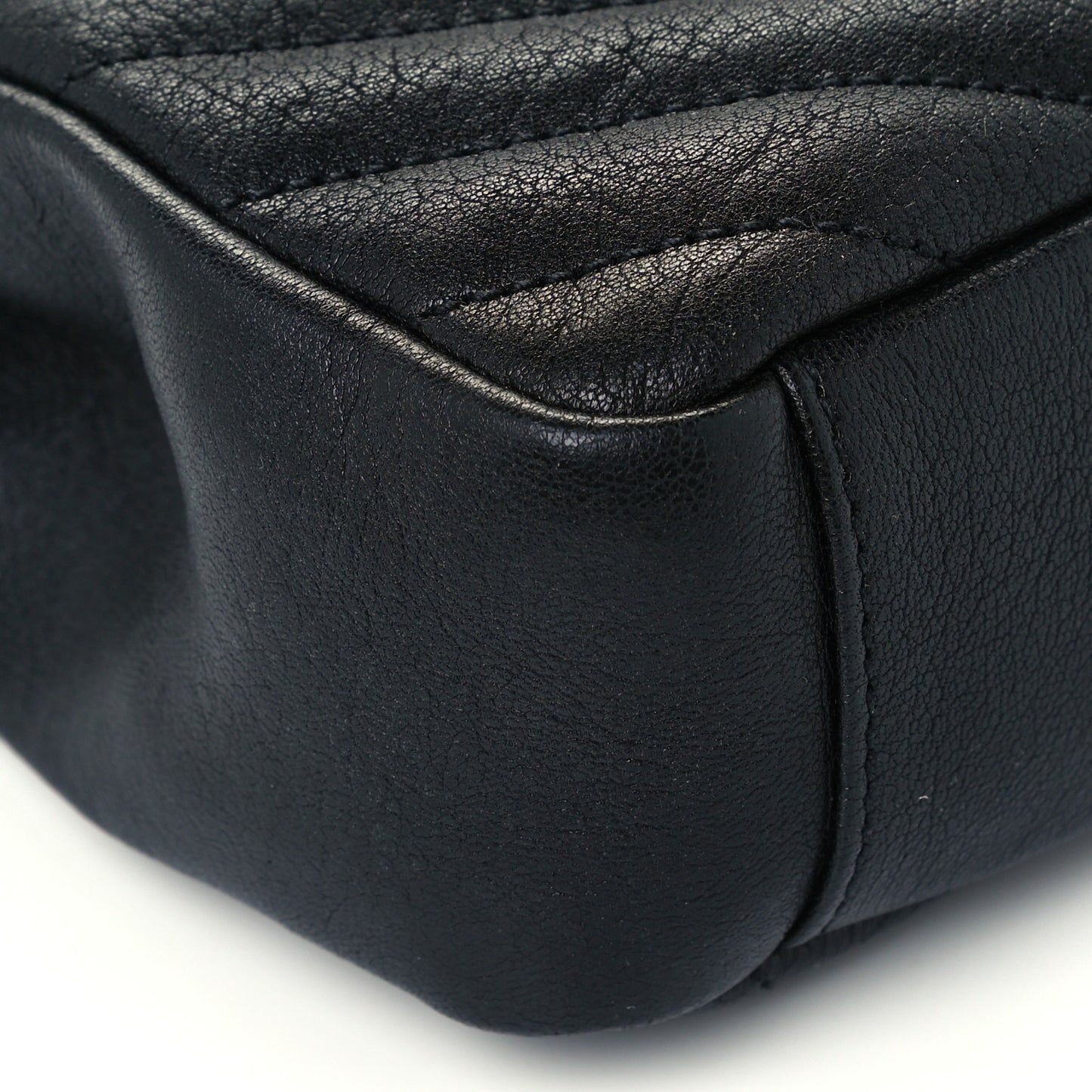 Sheepskin Matelasse Chevron Monogram Medium College Bag Black