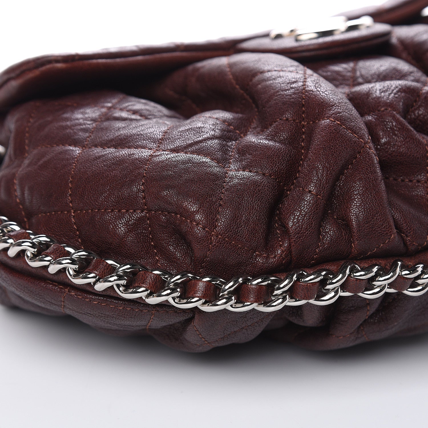 Chanel Washed Lambskin Quilted Medium Chain Around Messenger Dark Brown 8 of 12