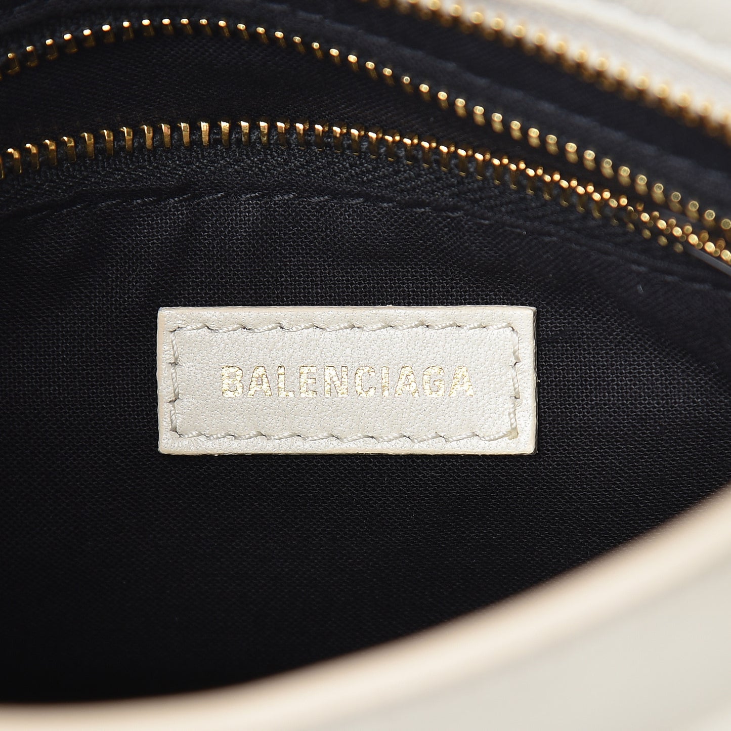 Shearling Nappa Gold Metallic Edge Hardware Mini City Cream