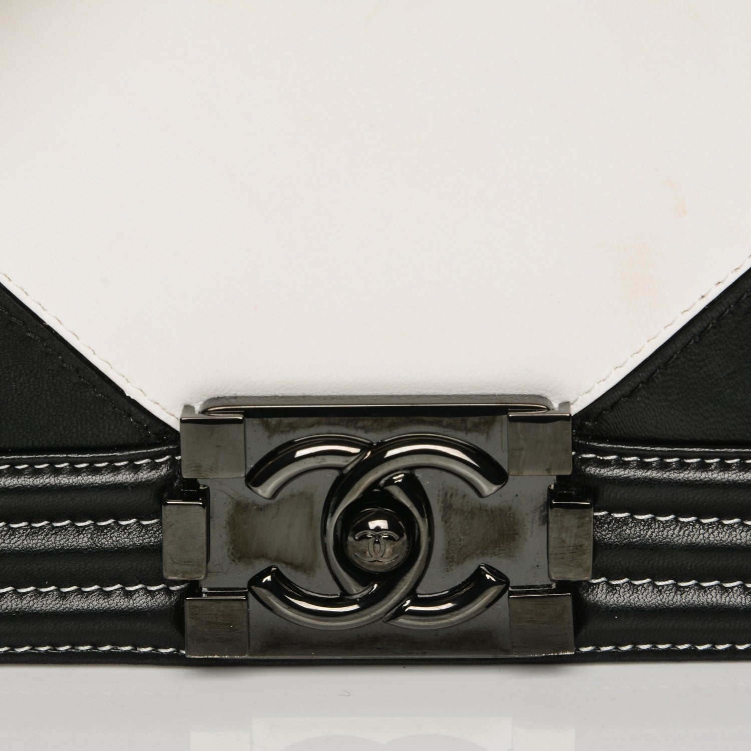 Chanel Calfskin Medium Bi-Color Boy Flap Black White 9 of 15